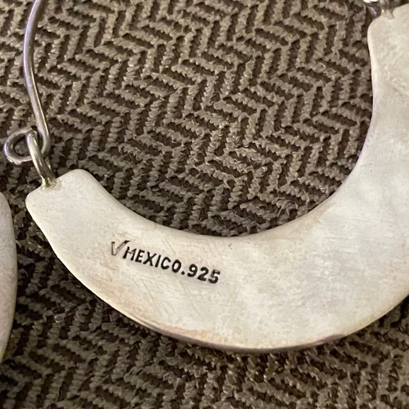 Mexico Sterling Silver Enamel Hoop Earrings - Picture 6 of 7